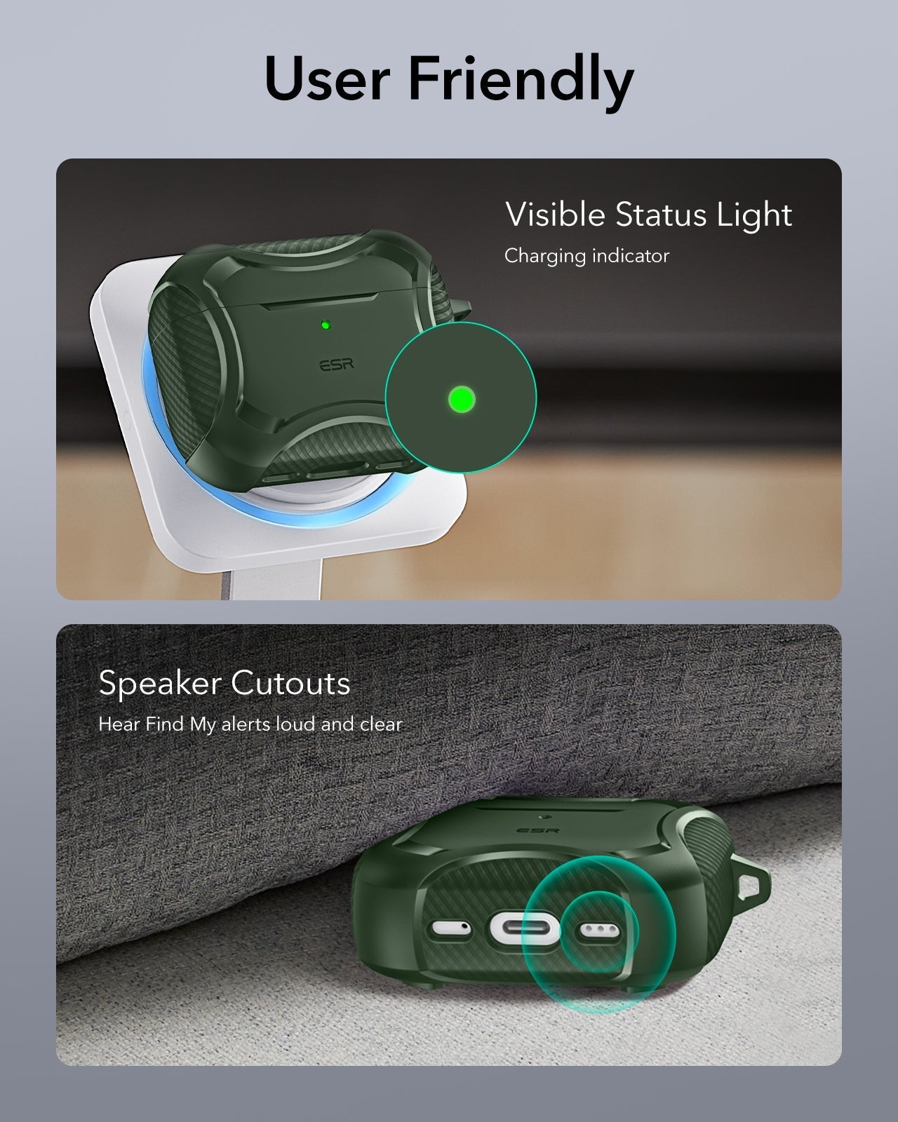 ESR AirPods Pro 3 Rugged Charging Case Green ESR AirPods Pro 3 Rugged Charging Case Green