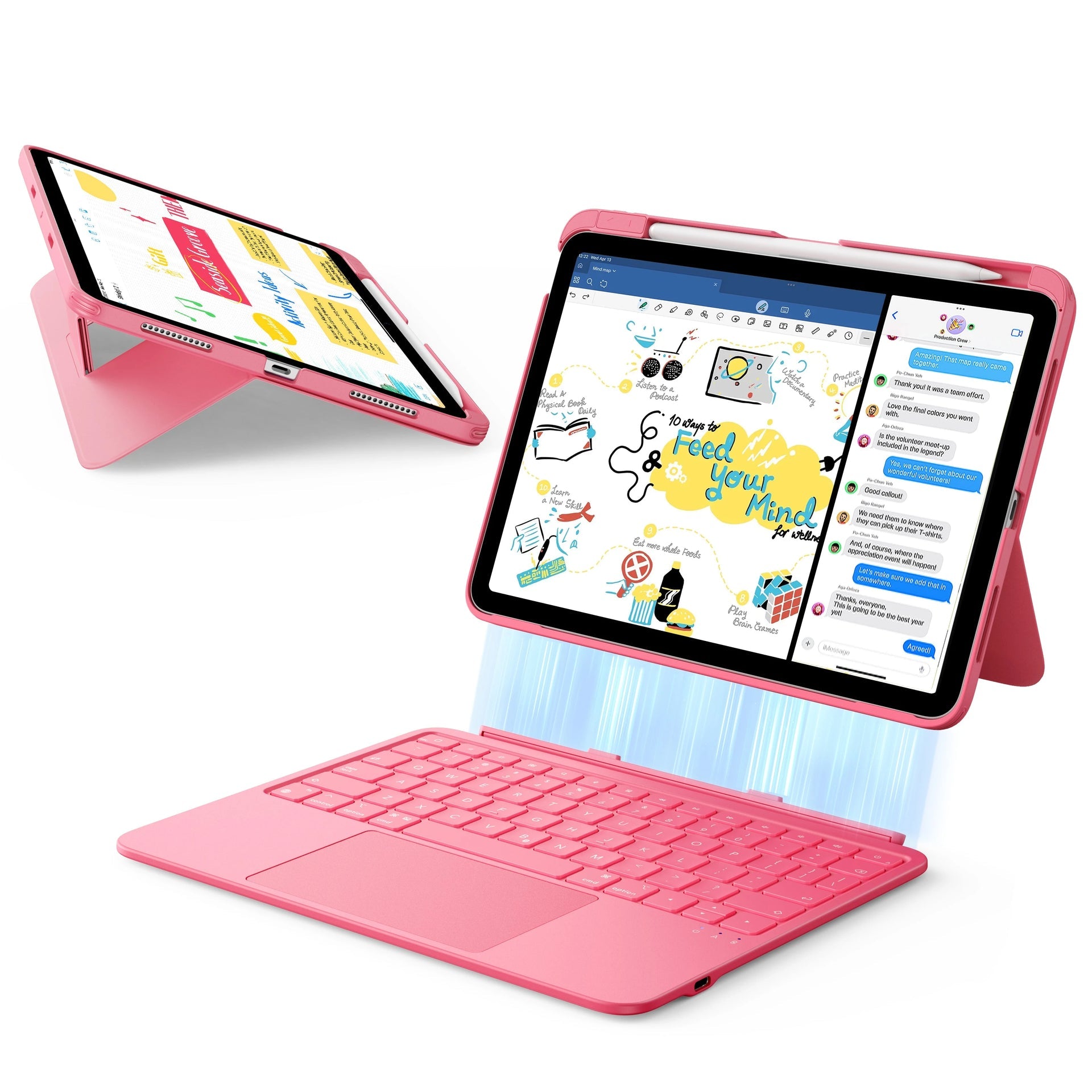 Pink iPad A16 Bluetooth Wireless Keyboard Case with Pencil Slot | ESR