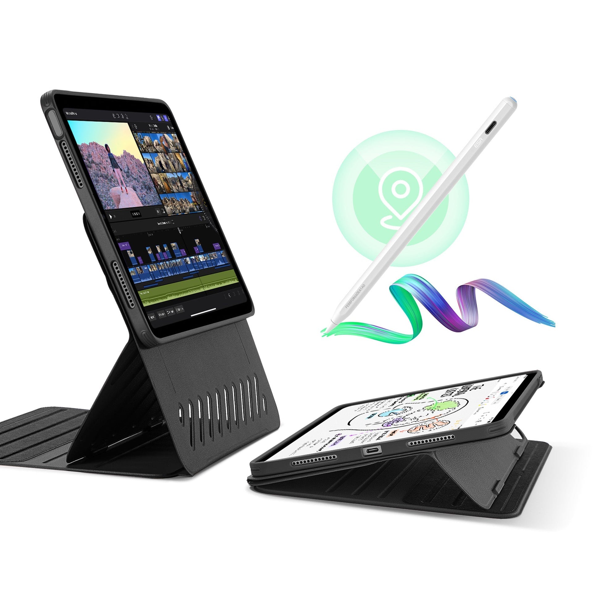 iPad Air 11" (2024) Bundle Shift Magnetic Case with Geo Digital Pencil - Black ESR ESR