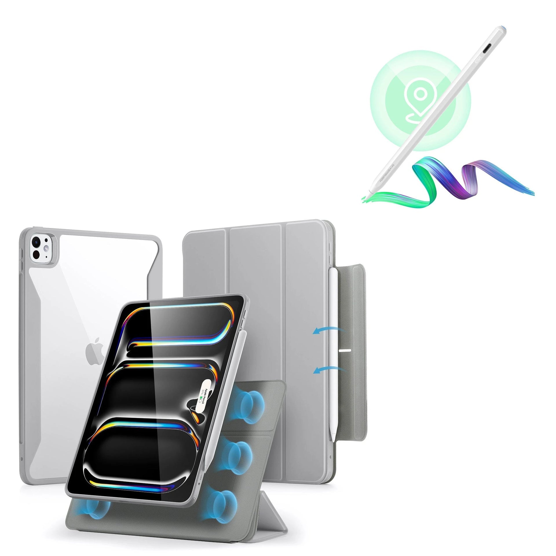 iPad Pro 13ʺ (2024) Rebound Hybrid Case 360 with Digital Pencil Bundle - Grey ESR ESR
