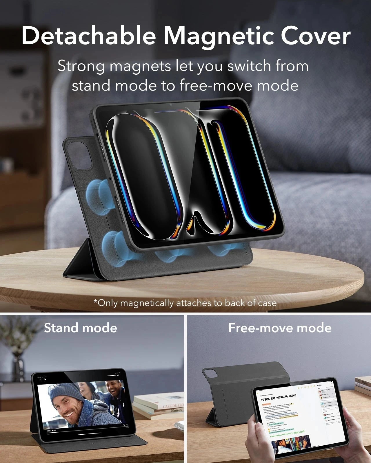 magnetic ipad pro 13 inch case with detachable cover