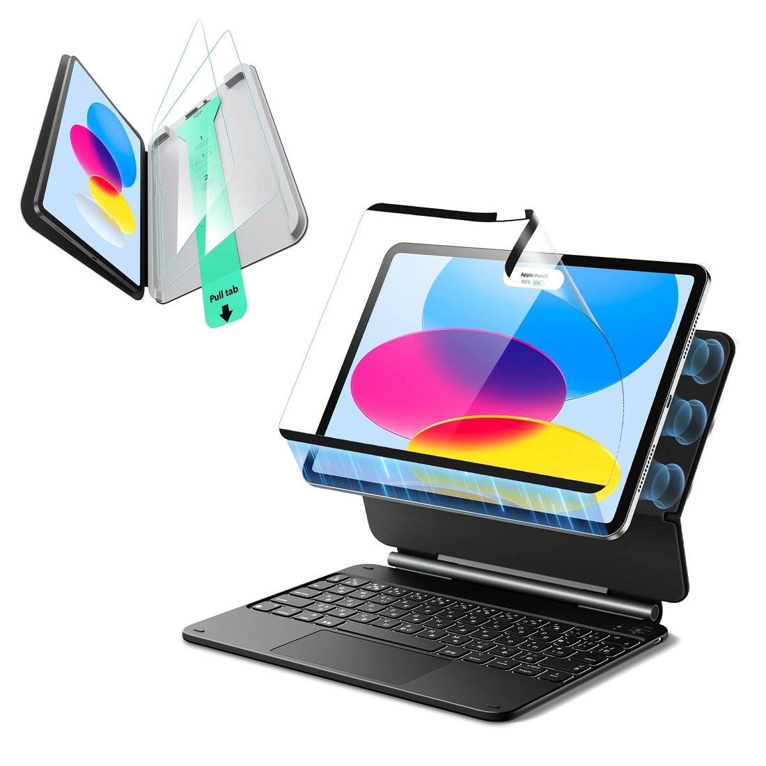 iPad 11" (A16, 2025) Rebound Magnetic Keyboard Case and Paper-Feel Screen Protector Bundle-US Layout-Black ESR ESR