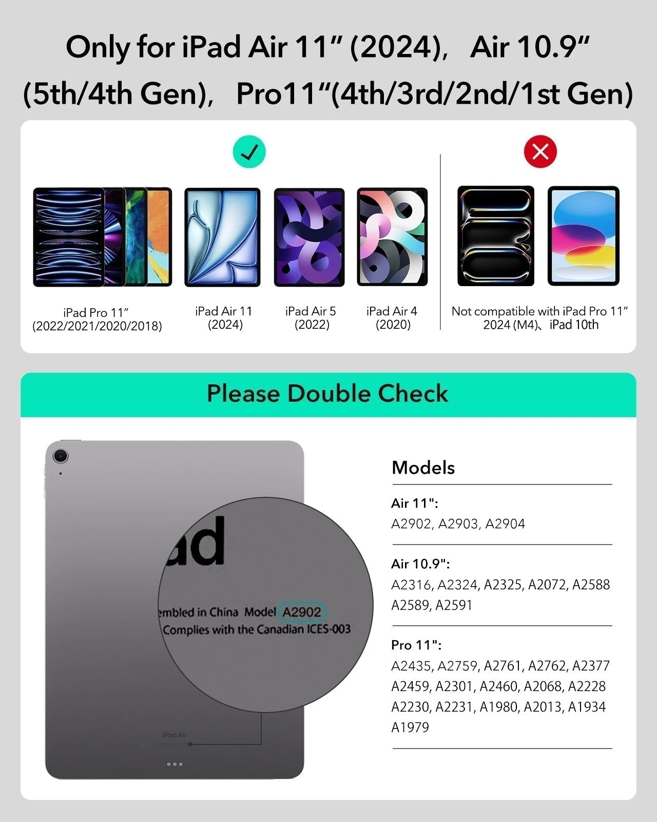 iPad Air 11" (2024) Rebound Magnetische Tastatur Hülle 360 - DE Layout-Black ESR ESR