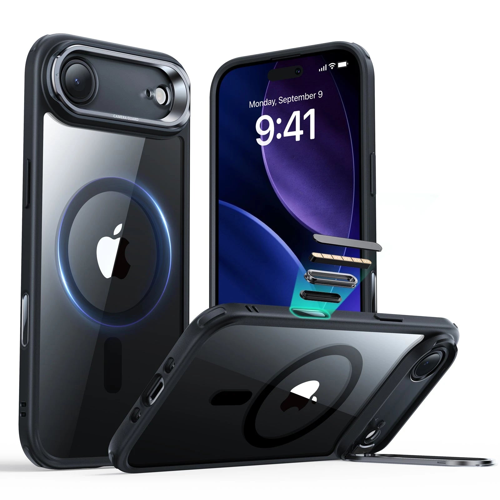 iPhone 17 Air Magsafe Case with Stand Camera Control Clear Black