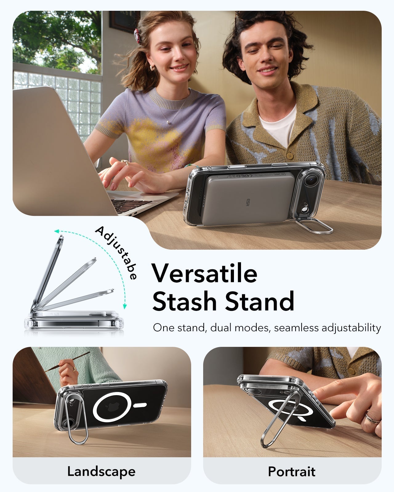 ESR iPhone 17 Air Magsafe Case with Stand Camera Control Clear Versatile Stash Stand