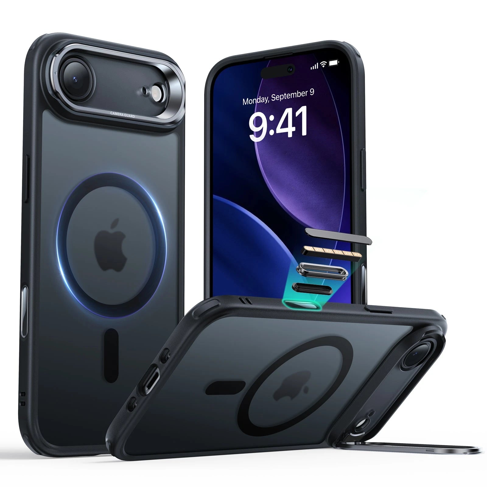 iPhone 17 Air Magsafe Case with Stand Camera Control Frosted Black
