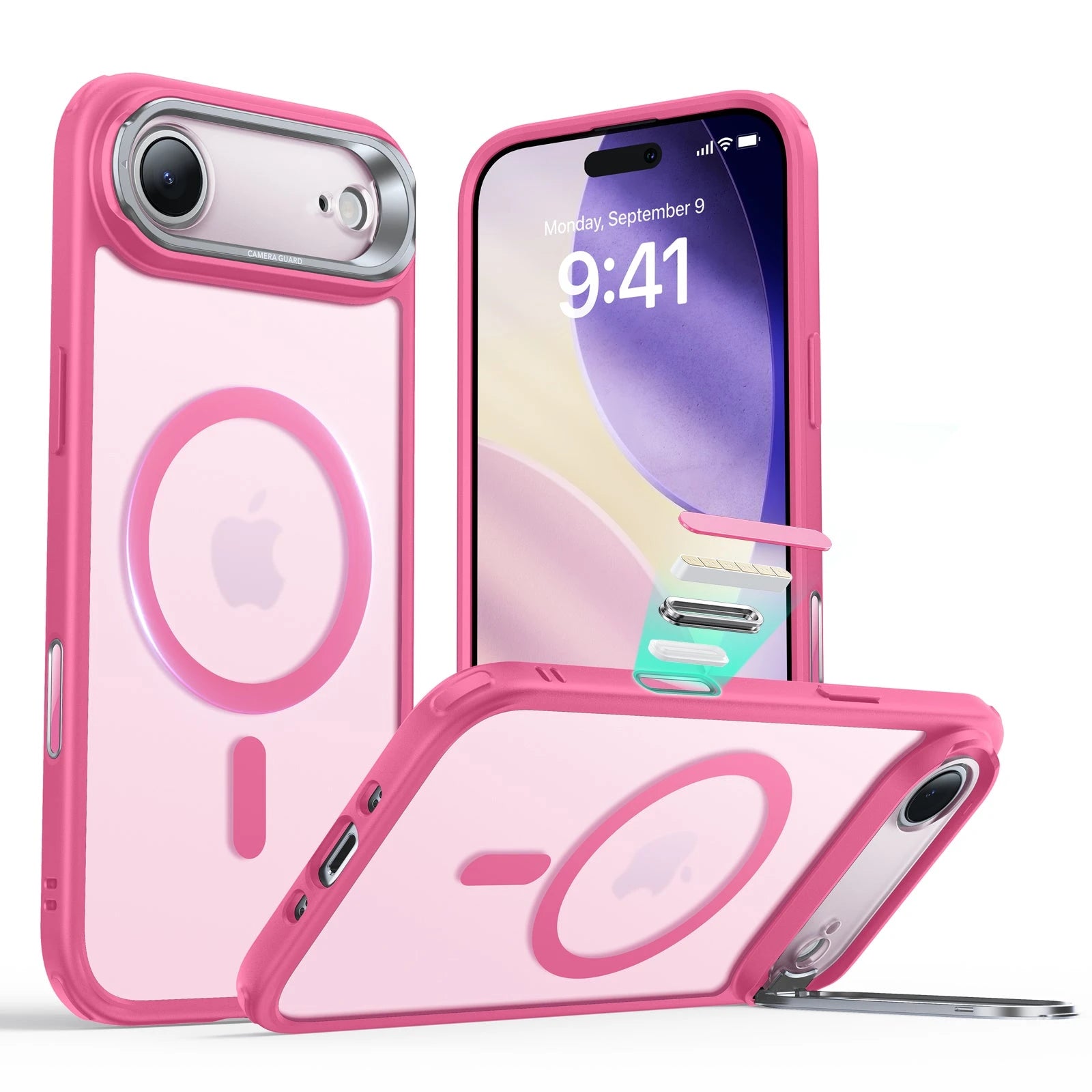 iPhone 17 Air Magsafe Case with Stand Camera Control Frosted Pink