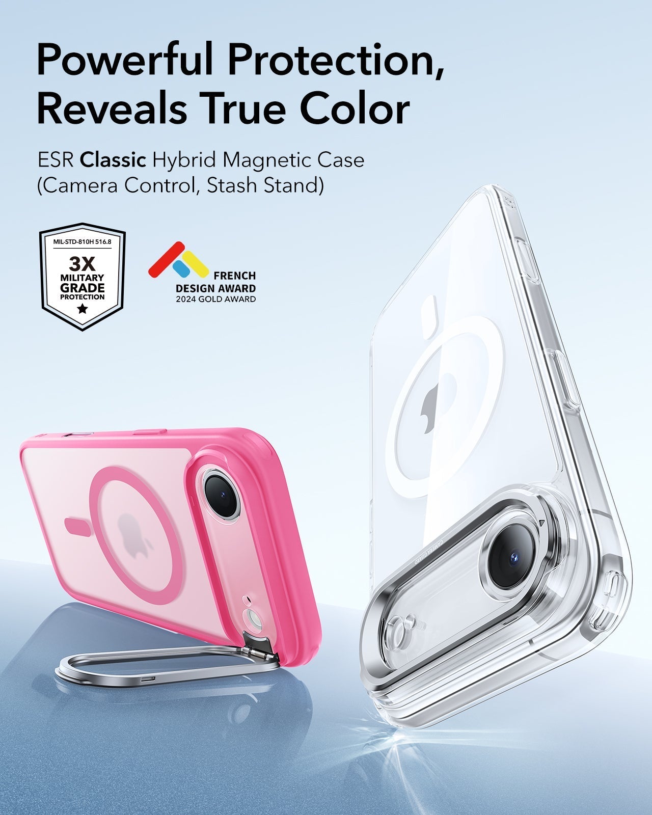 ESR iPhone 17 Air Magsafe Case with Stand Camera Control Frosted Pink