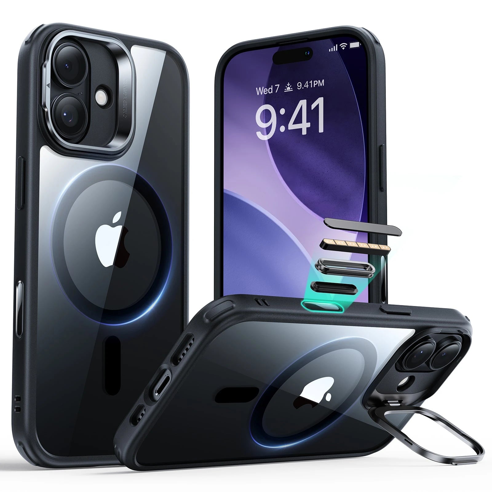 iPhone 17 Magsafe Case with Stand Camera Control Clear Black