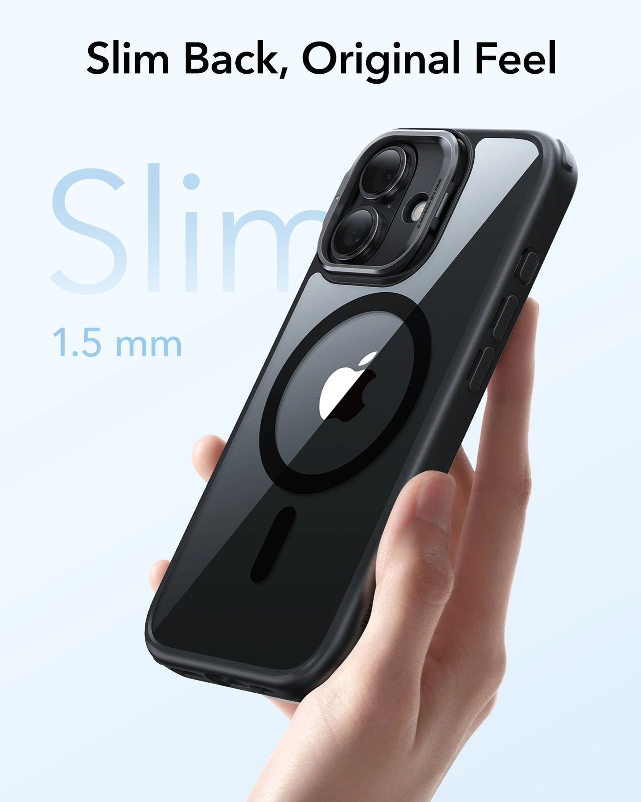 ESR iPhone 17 Magsafe Case with Stand Camera Control Clear Black Slim Back