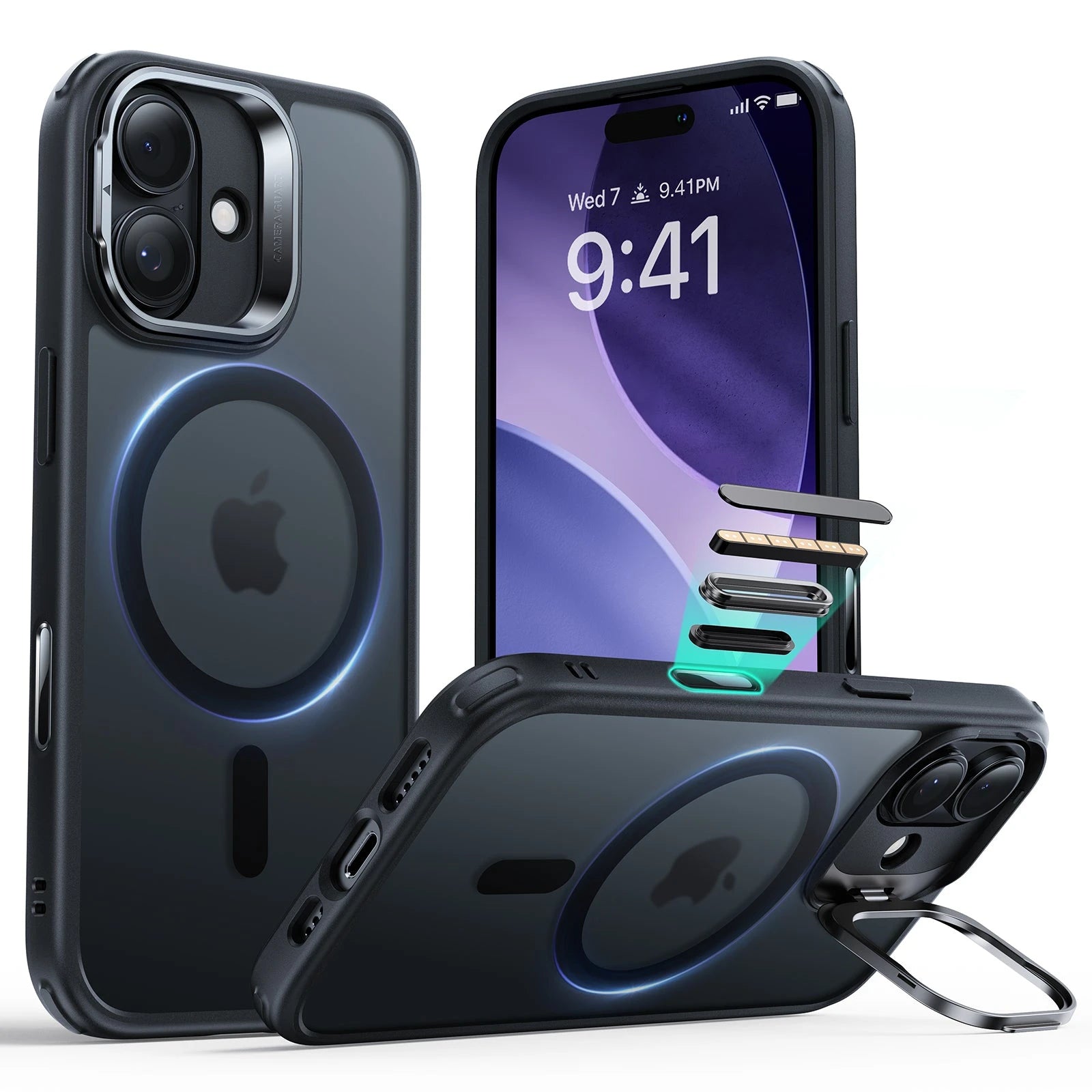 iPhone 17 Magsafe Case with Stand Camera Control Frosted Black