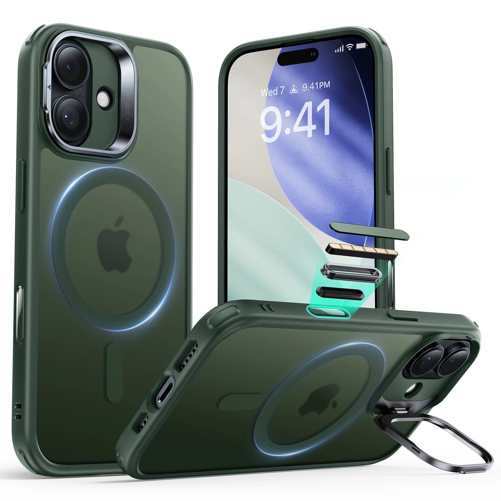 iPhone 17 Magsafe Case with Stand Camera Control Frosted Green