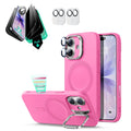 iPhone 17 Cloud Soft Magsafe Case With Stand and Privacy Screen Protector Bundle Pink