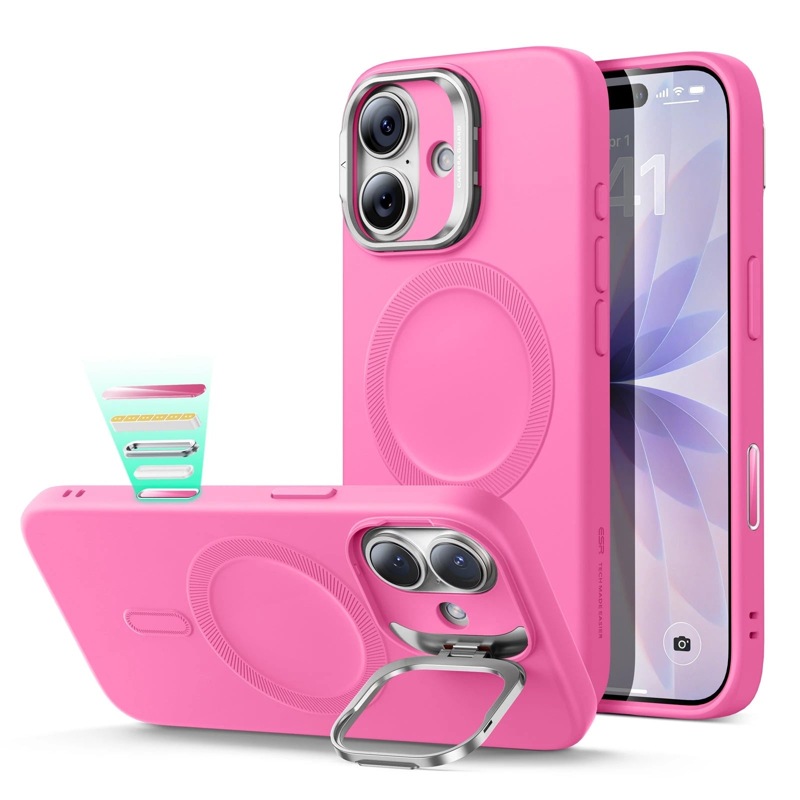 iPhone 17 Cloud Soft Magnetic Case (Camera Control, Stash Stand) - Rosy Pink ESR ESR