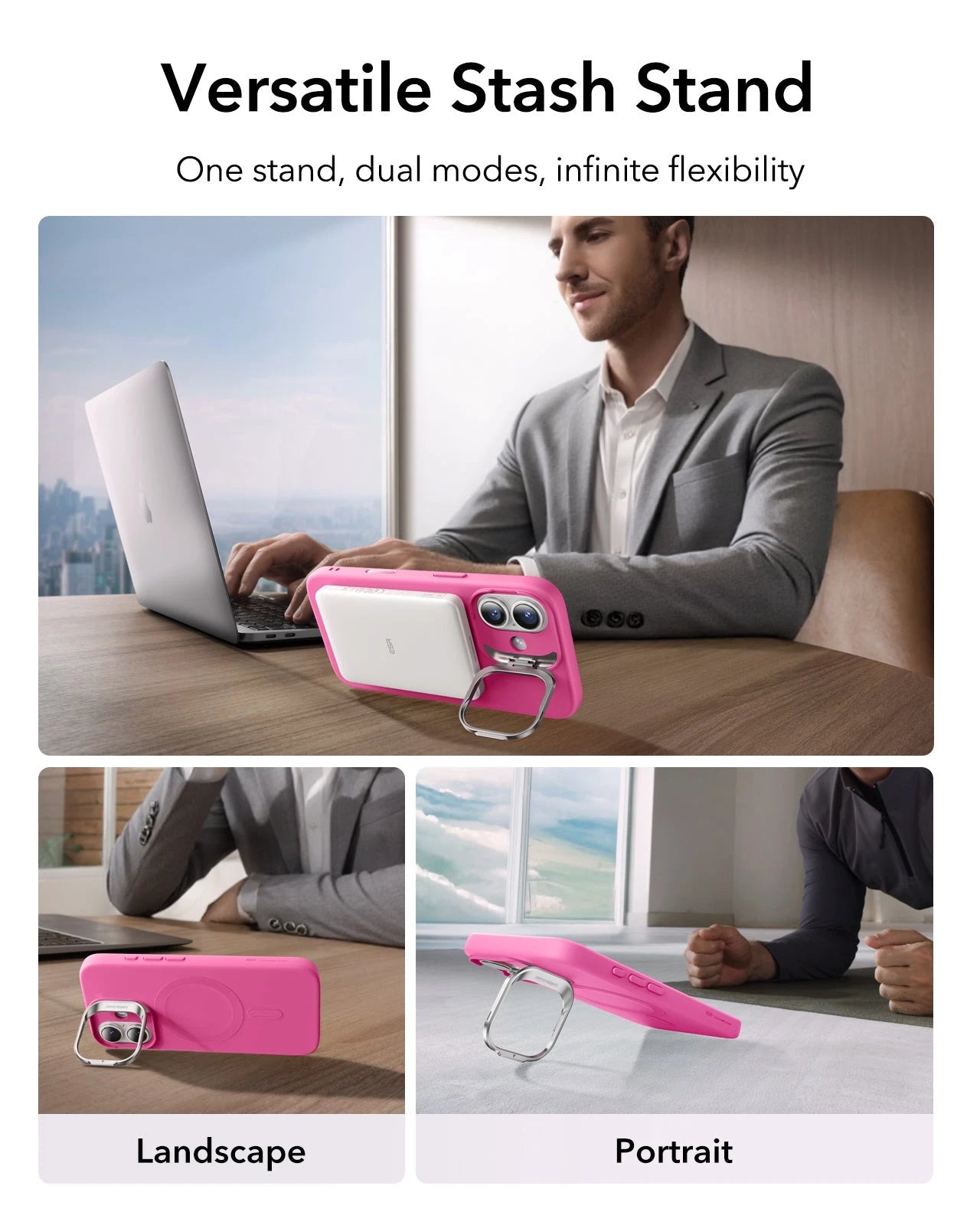 iPhone 17 Cloud Soft Magnetic Case (Camera Control, Stash Stand) - Rosy Pink ESR ESR