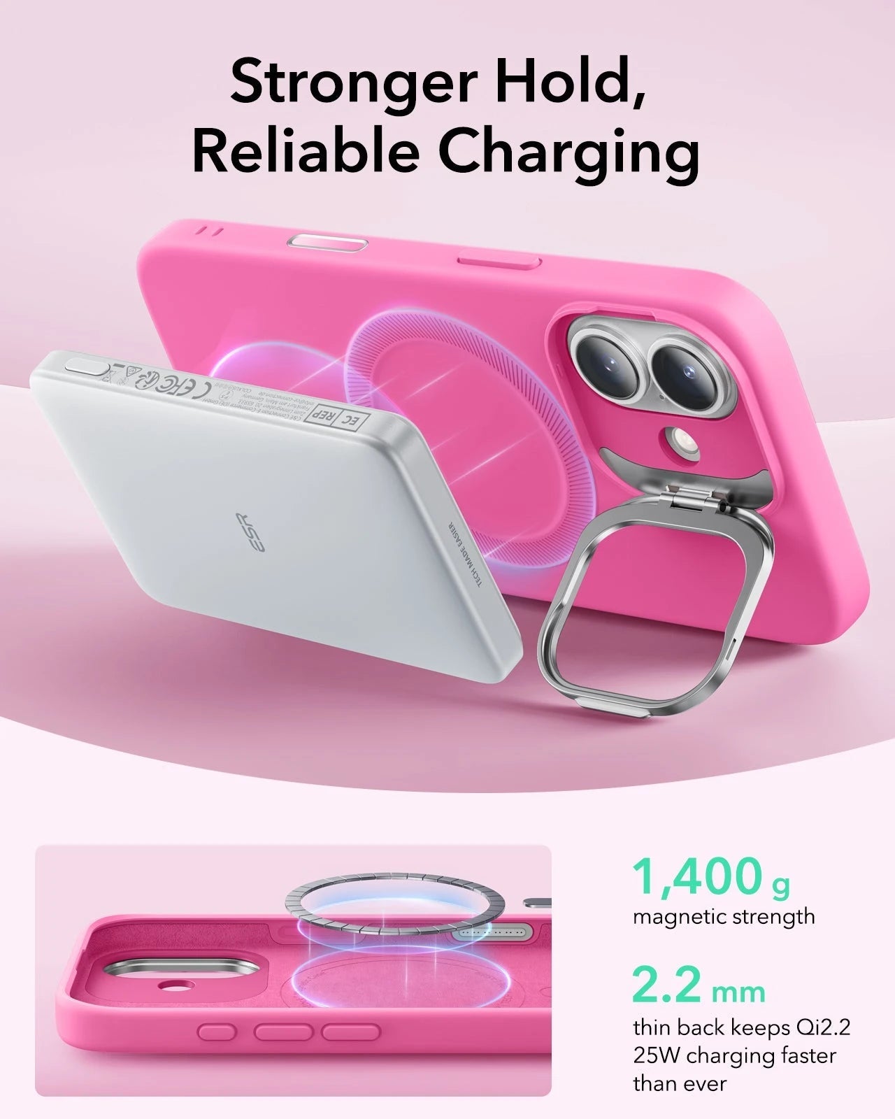 iPhone 17 Cloud Soft Magnetic Case (Camera Control, Stash Stand) - Rosy Pink ESR ESR