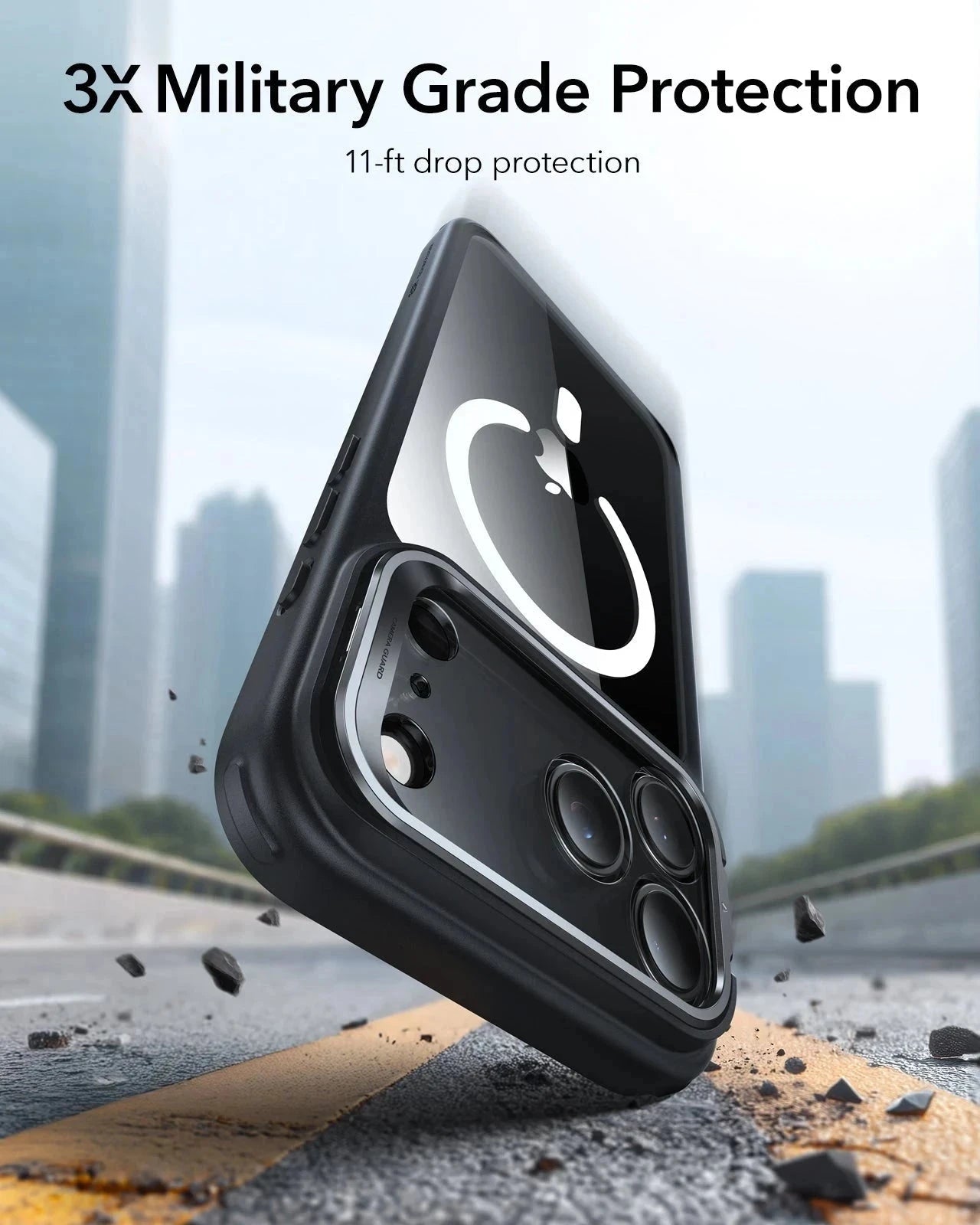 ESR iPhone 17 Pro Magsafe Case with Stand Camera Control Clear Black 3× Military Grade Protection