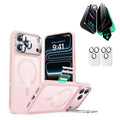 iPhone 17 Pro Classic Hybrid Magsafe Case with Stand and Privacy Screen Protector Bundle Frosted Bubblegum Pink