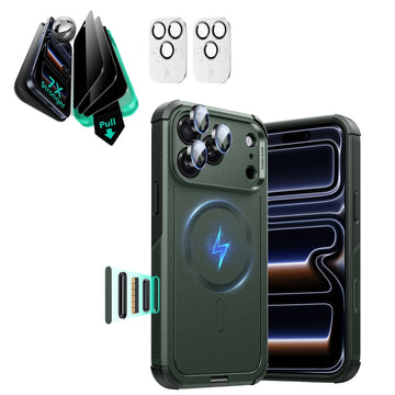 iPhone 17 Pro Cyber Tough Magsafe Case with Privacy Screen Protector Olive Green