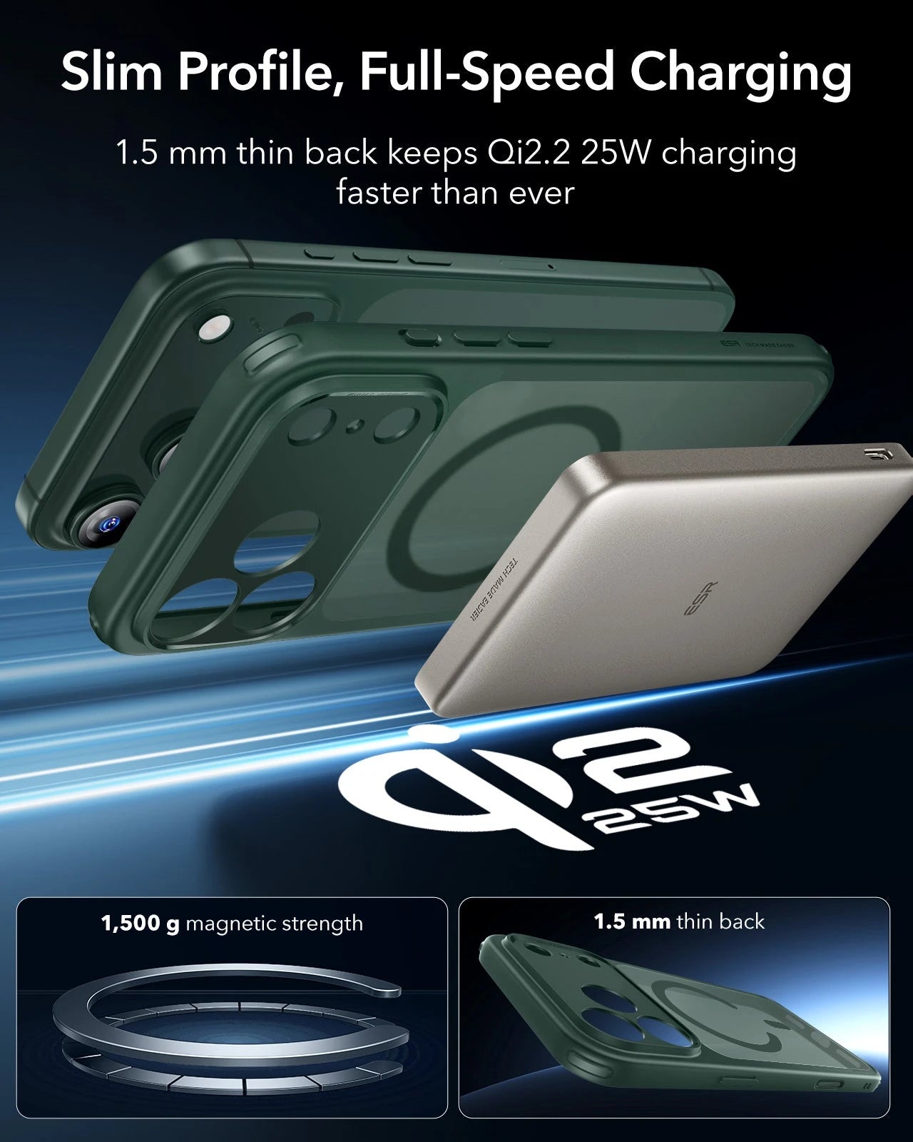 ESR iPhone 17 Pro Magsafe Case with Camera Control Frosted Green Wireless charging