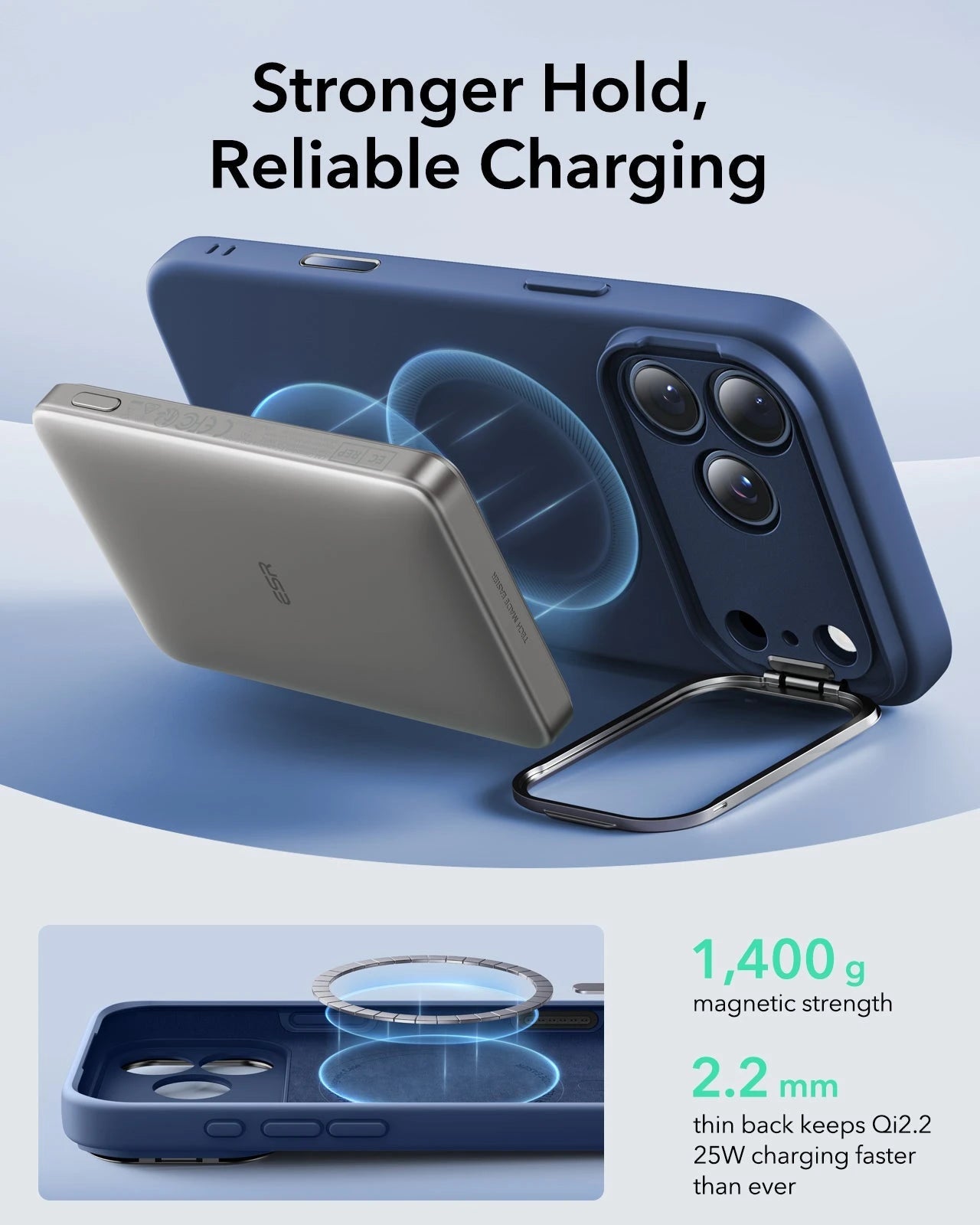 iPhone 17 Pro Cloud Soft Magnetic Case (Camera Control, Stash Stand) - Navy Blue ESR ESR