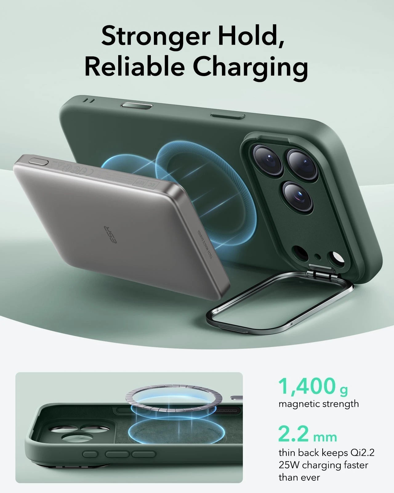 iPhone 17 Pro Cloud Soft Magnetic Case (Camera Control, Stash Stand) - Olive Green ESR ESR