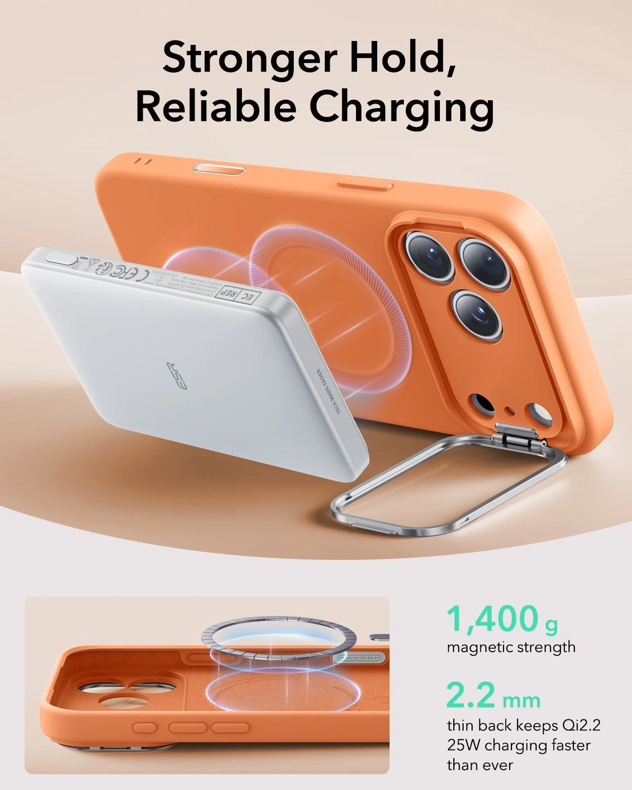 iPhone 17 Pro Cloud Soft Magnetic Case (Camera Control, Stash Stand) - Orange ESR ESR