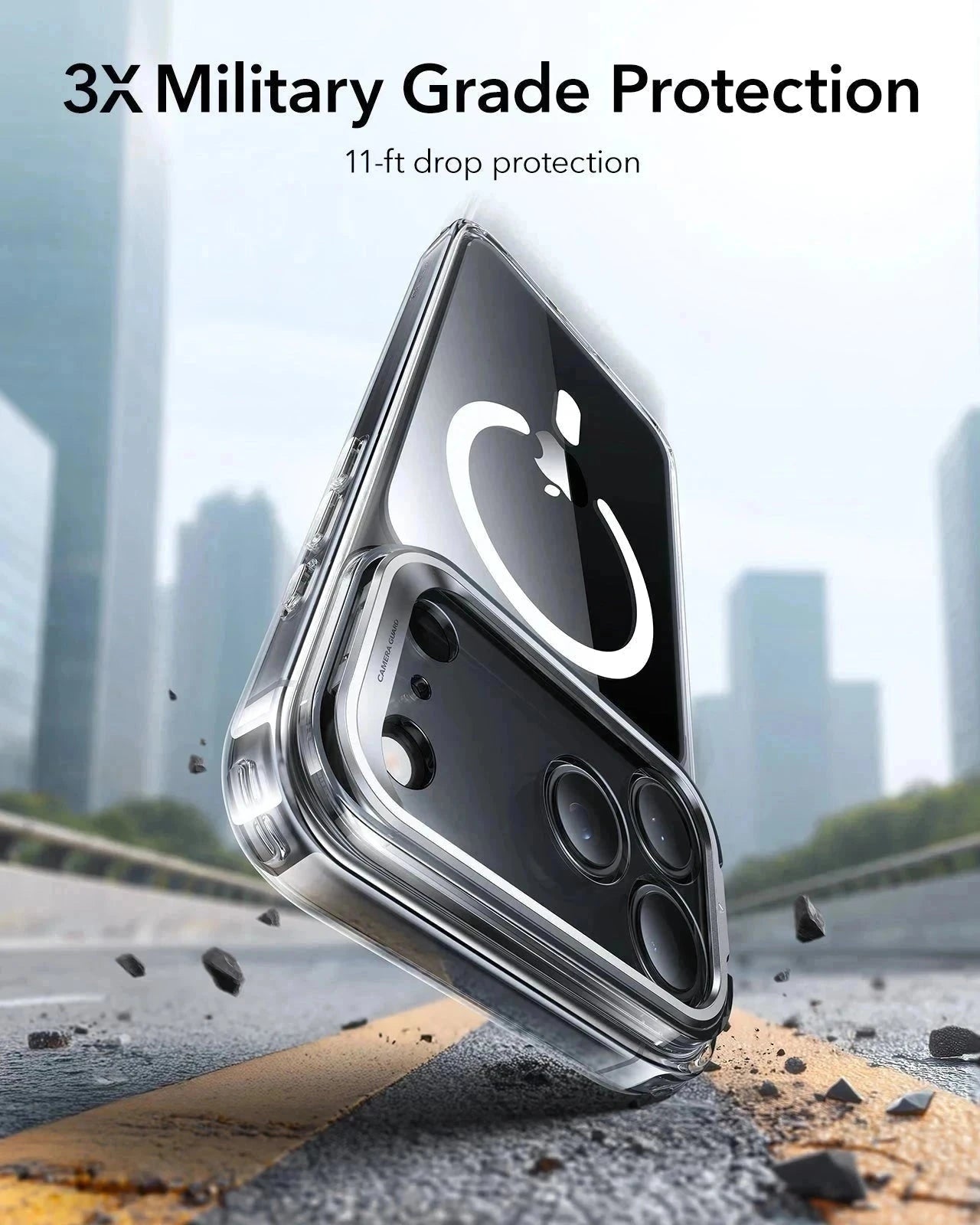 ESR clear 11-ft drop protection iPhone 17 Pro Max Classic Hybrid Magsafe Case with Stand Camera Control