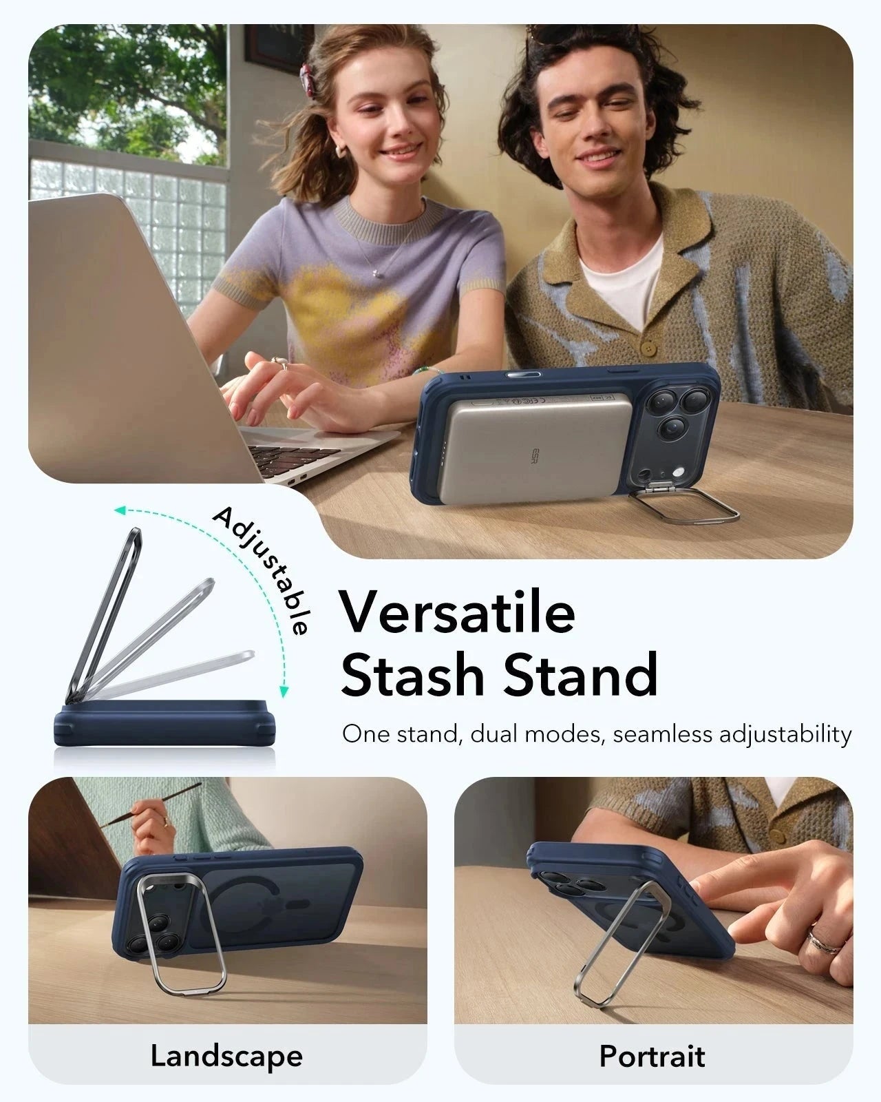 iPhone 17 Pro Max Classic Hybrid Magsafe Case Frosted Blue Versatile Stash Stand