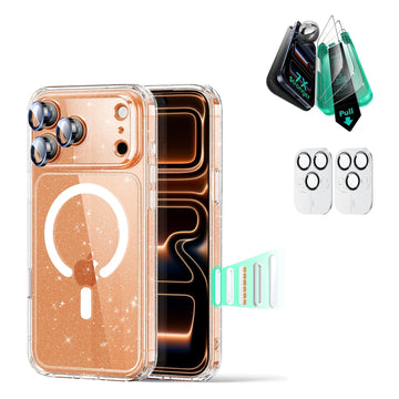 iPhone 17 Pro Max Classic Hybrid Magsafe Case with Screen Protector Bundle Clear Shimmer