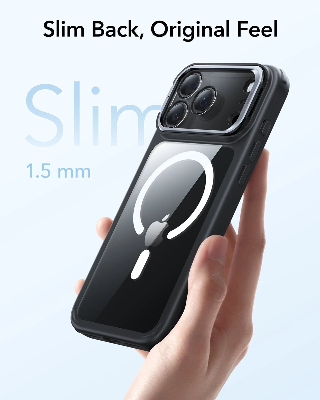 ESR iPhone 17 Pro Max Classic Hybrid Magsafe Case with Stand Camera Control Clear Black