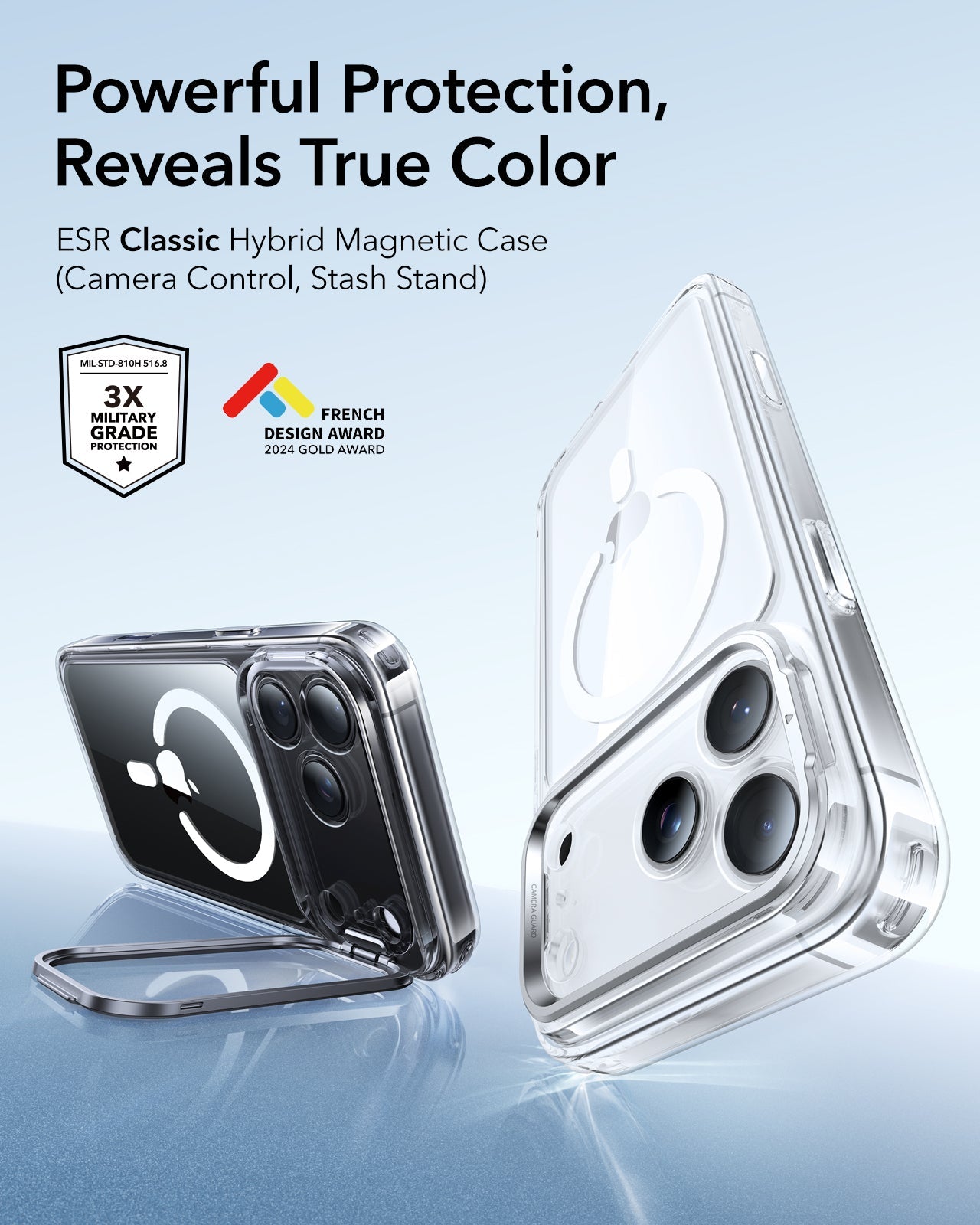ESR clear iPhone 17 Pro Max Classic Hybrid Magsafe Case 3x military grade poerful protection win french design award 2024