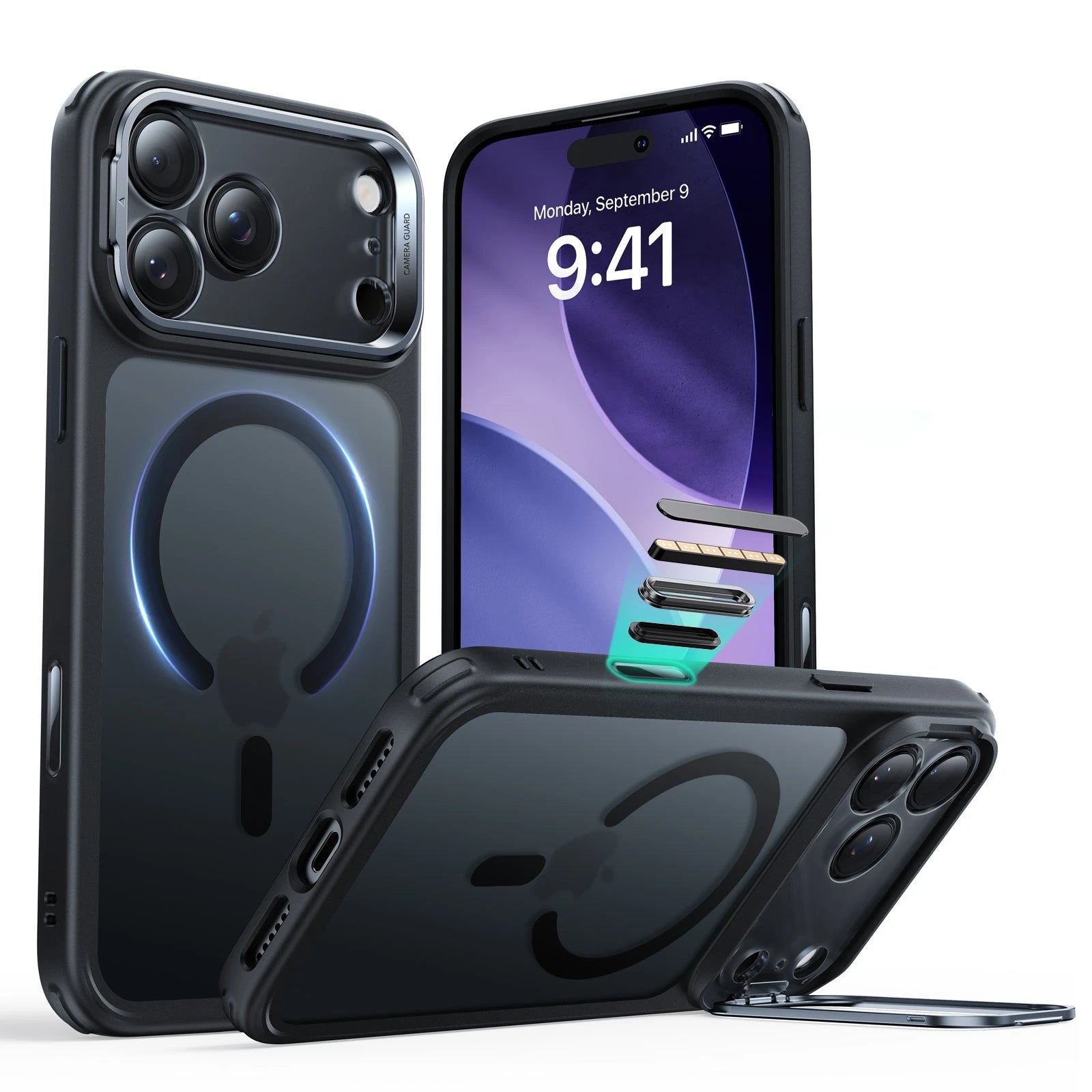 iPhone 17 Pro Max Classic Hybrid Magsafe Case with Stand Camera Control Frosted Black