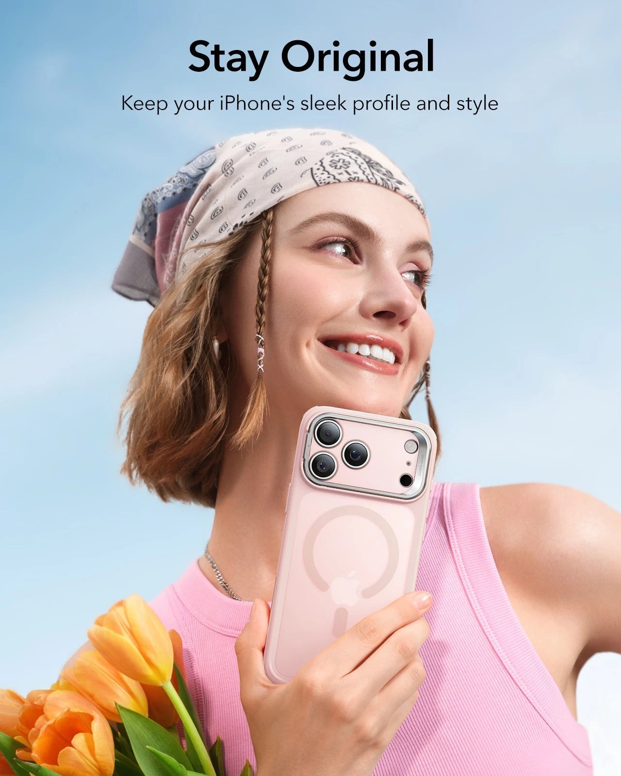 ESR iPhone 17 Pro Max Classic Hybrid Magsafe Case with Stand Camera Control Frosted Bubblegum Pink