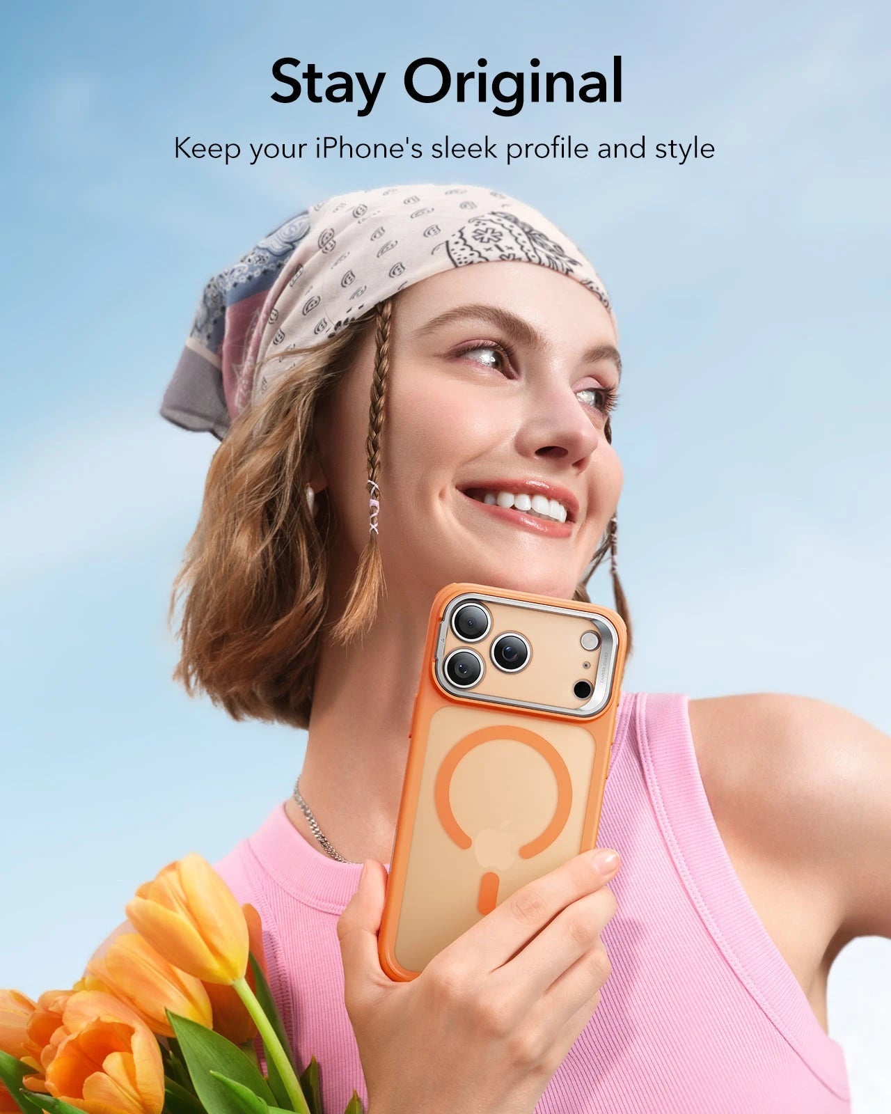 ESR iPhone 17 Pro Max Classic Hybrid Magsafe Case with Stand Camera Control Frosted Orange