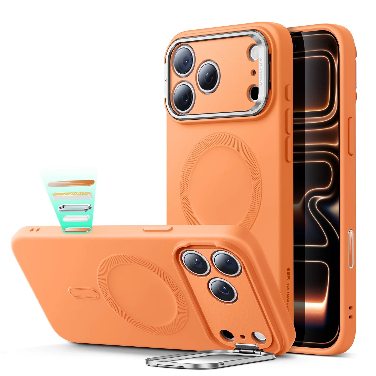 iPhone 17 Pro Max Cloud Soft Magnetic Case (Camera Control, Stash Stand) - Orange ESR ESR
