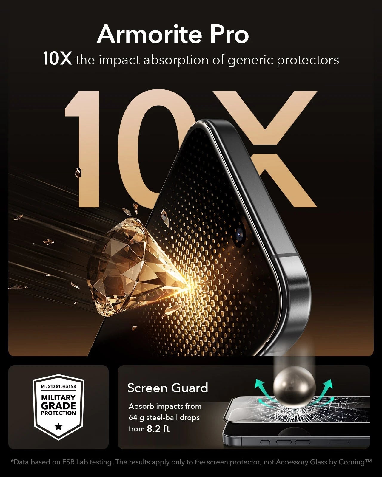 ESR iPhone 17 Pro UltraFit Corning Glass Screen Protector military grade protection