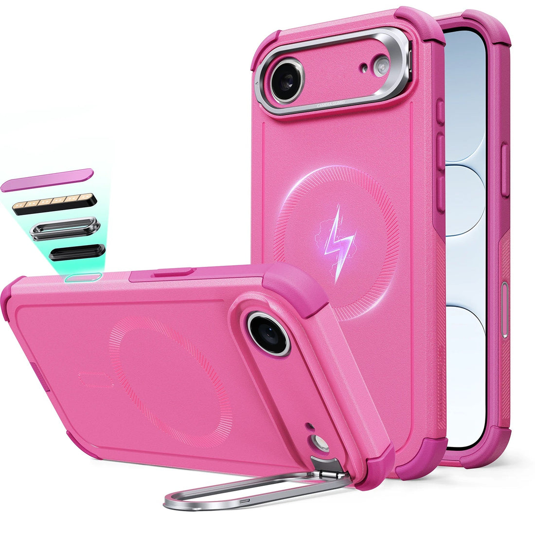iPhone Air Cyber Tough Magnetic Case (Camera Control, Stash Stand) - Rosy Pink ESR ESR