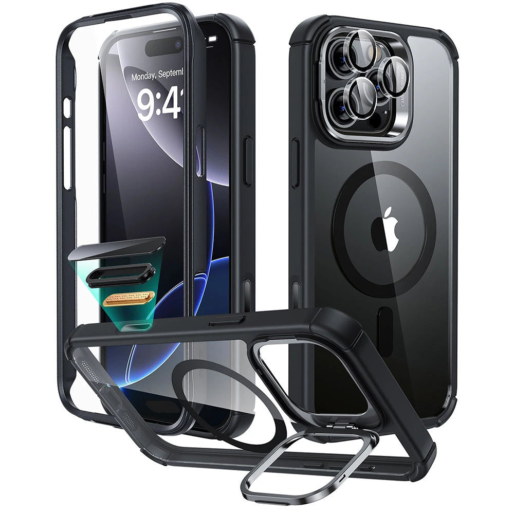 iPhone 16 Pro Armor Tough Magnetic Case (Camera Control, Stash Stand) - Clear Black(复制) ESR ESR
