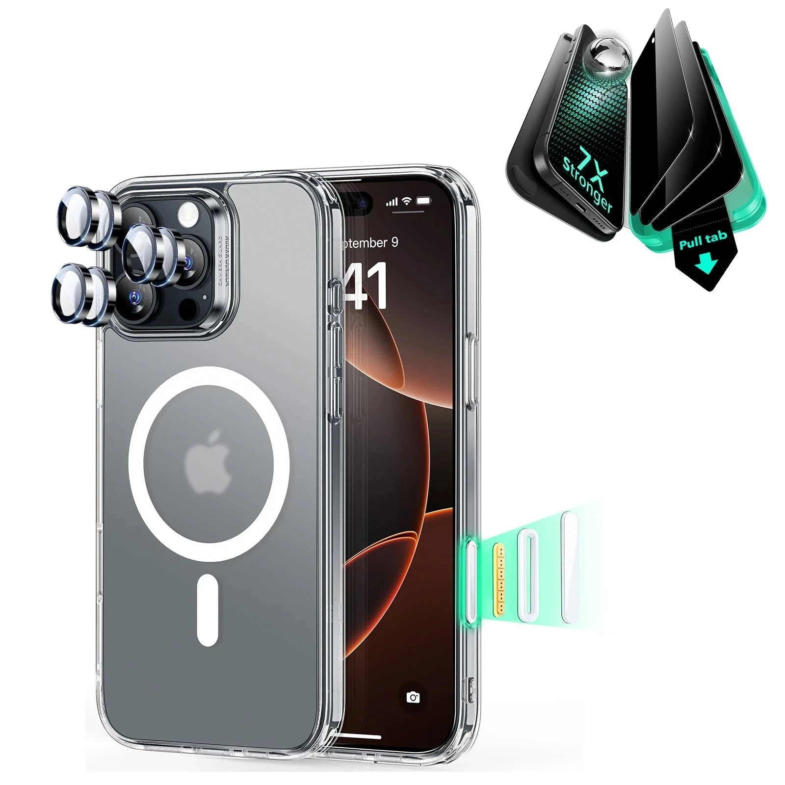 iPhone 16 Pro Classic Hybrid Magnetic Case (Camera Control) & Privacy Screen Protector Bundle - Clear Grey ESR ESR