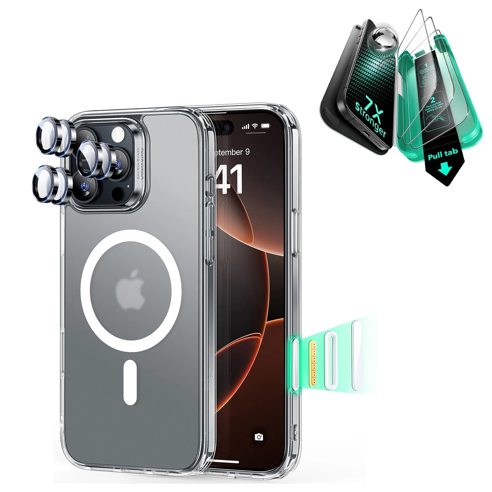 iPhone 16 Pro Classic Hybrid Magnetic Case (Camera Control) & Screen Protection Bundle - Frosted Clear ESR ESR