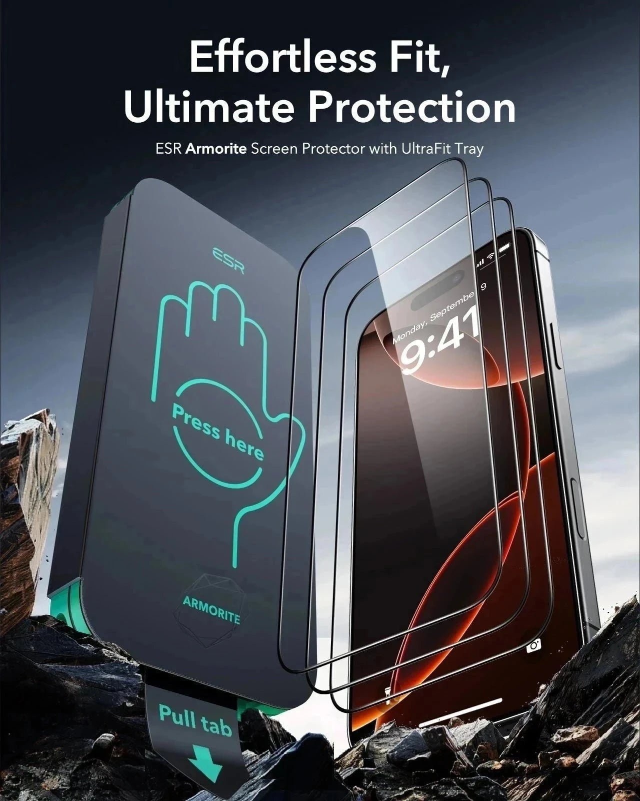 iPhone 16 Pro Max Classic Hybrid Magnetic Case (Camera Control) & Screen Protection Bundle - Clear Black ESR ESR