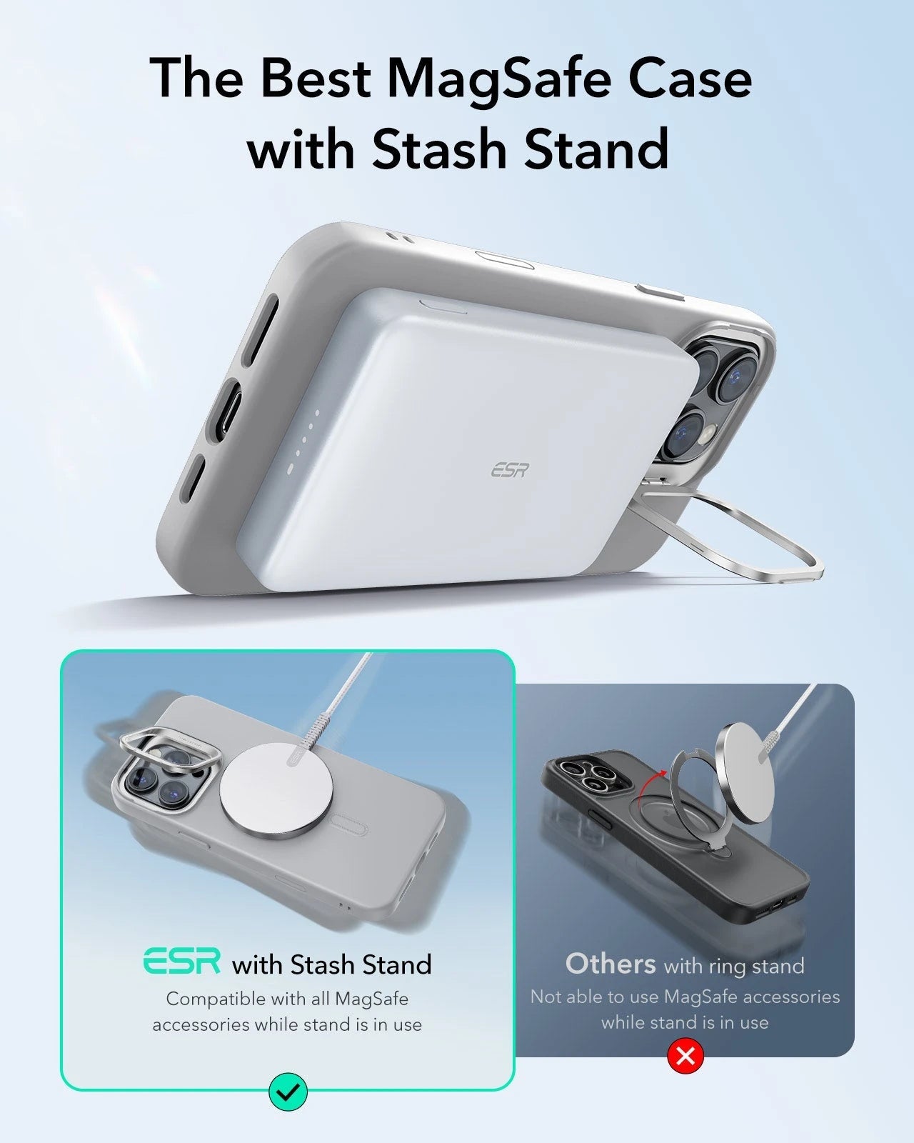 iPhone 16 Pro Max Cloud Soft Magnetic Case (Camera Control, Stash Stand) - Grey ESR ESR