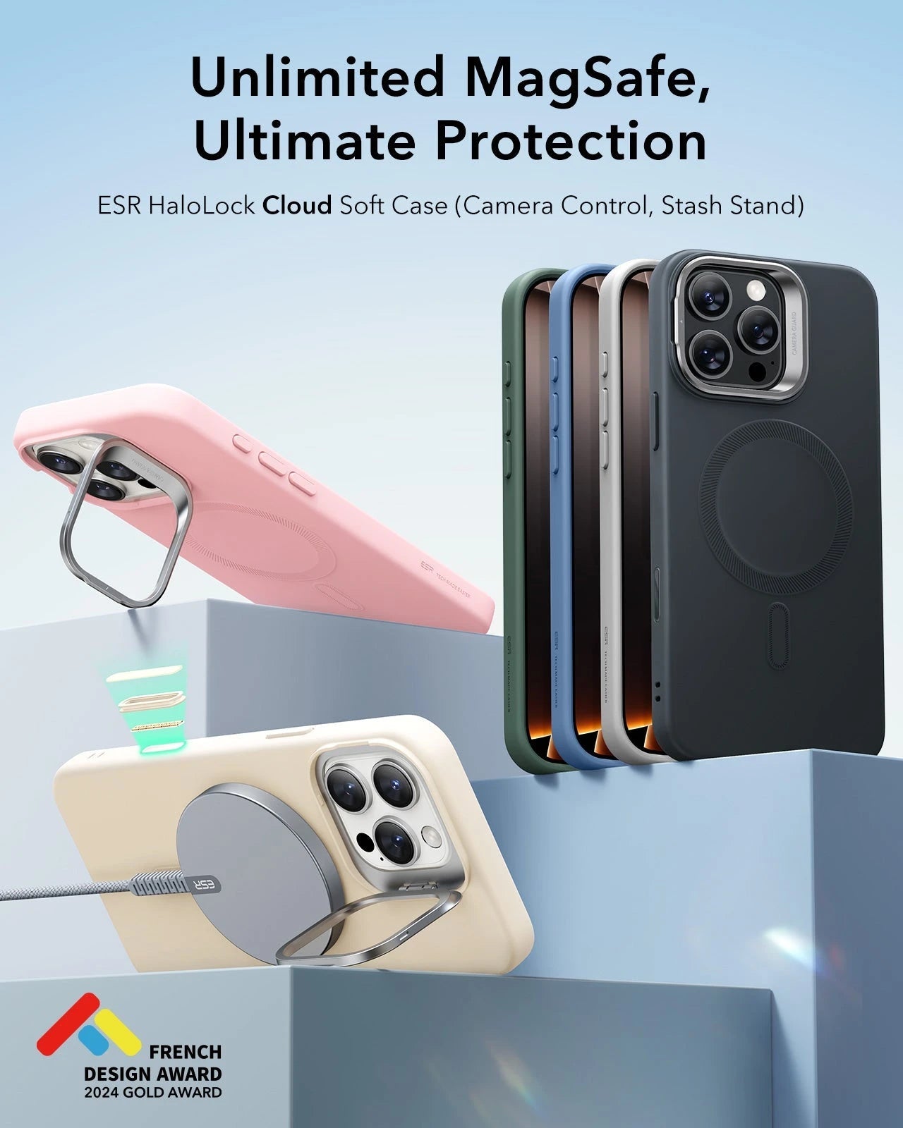 iPhone 16 Pro Max Cloud Soft Magnetic Case (Camera Control, Stash Stand) - Light Tan ESR ESR