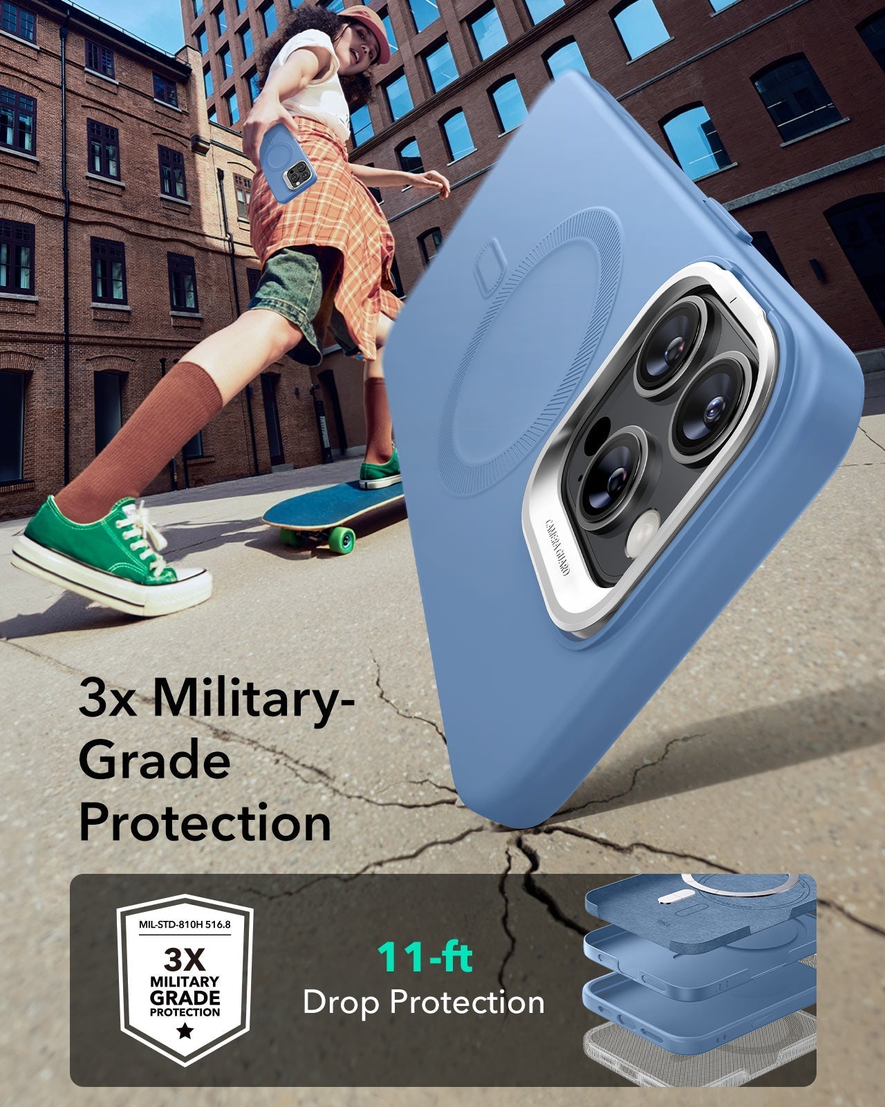 iPhone 16 Pro Max Cloud Soft Magnetic Case (Camera Control, Stash Stand) - Light Blue ESR ESR