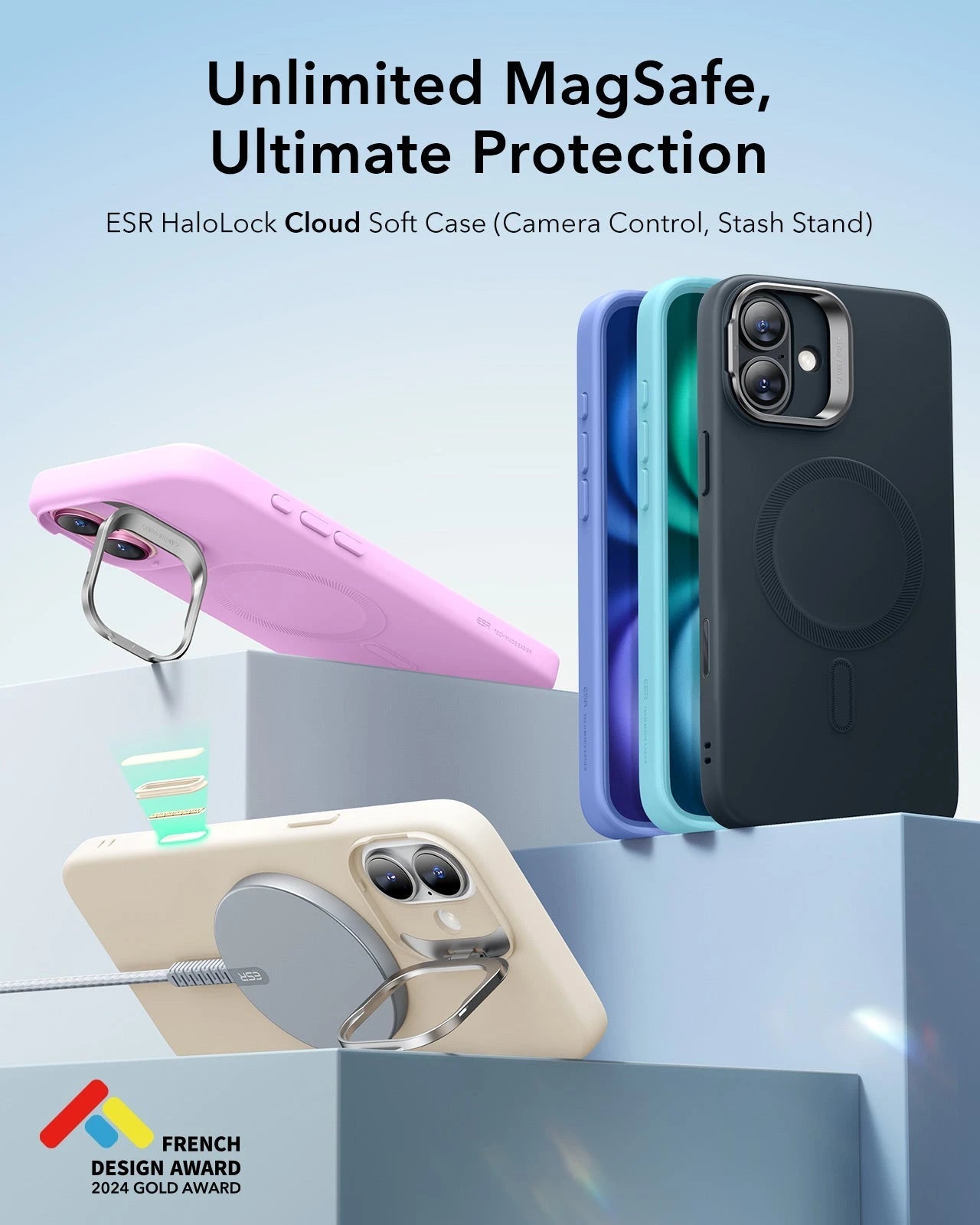 iPhone 16 Cloud Soft Magnetic Case (Camera Control, Stash Stand) - Ultramarine ESR ESR
