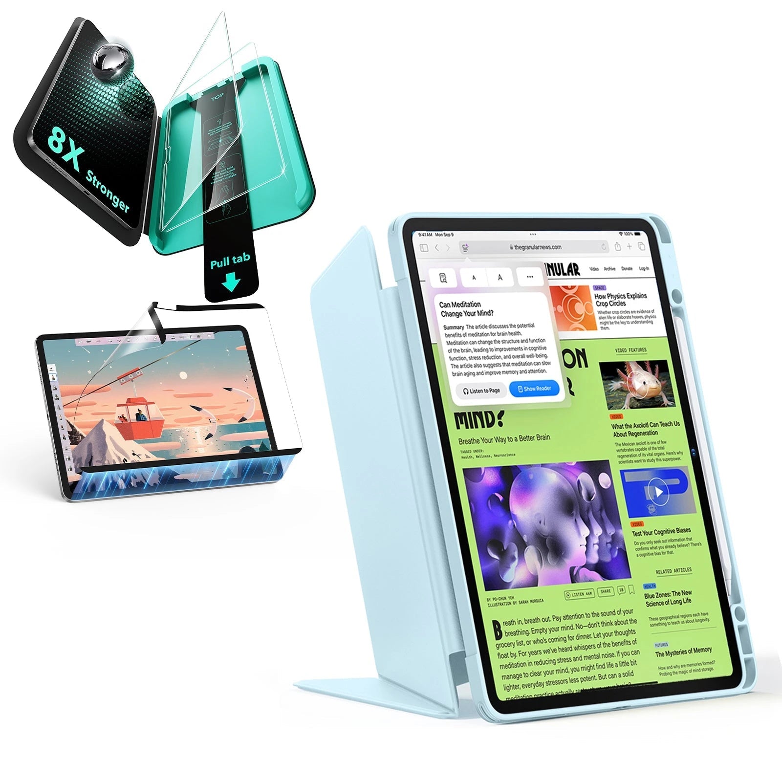 iPad Air 13" (2025) Flip Transformation Bundle - Sky Blue ESR ESR