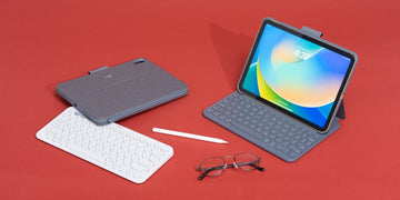 A variety of iPad keyboard cases with a styl