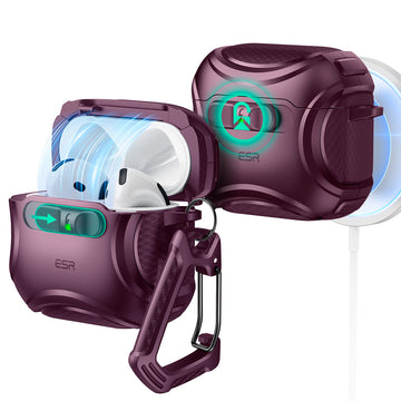 Coque magnétique Cyber FlickLock pour AirPods 5 - Burgundy