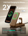 15W 3-in-1 Travel Wireless Charging Set - Brown - EU Plug ESR ESR